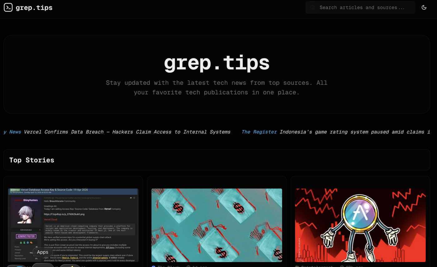 grep.tips — tech news aggregator
